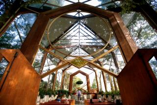 The interior of a glass church.