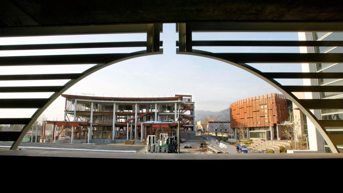 A view of the bond-funded Media Arts Building, under construction in 2012, at Mission College in Sylmar.