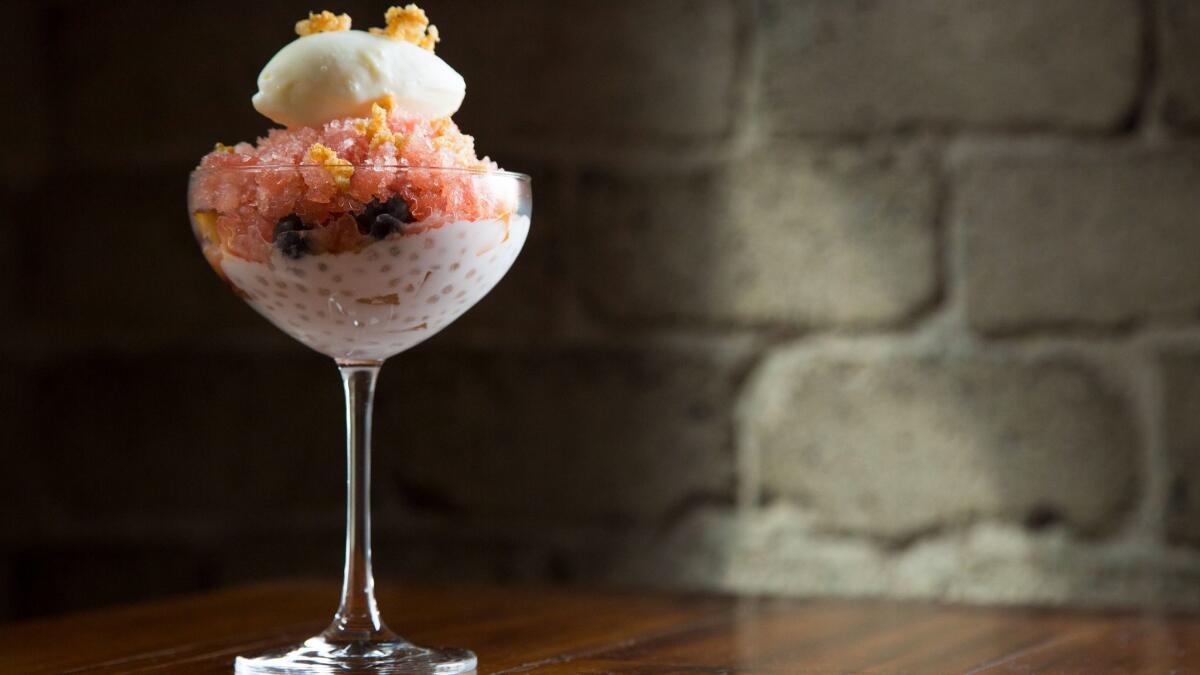 This halo halo from Rèpublique's Margarita Manzke is creamy, icy, fruity and refreshing.