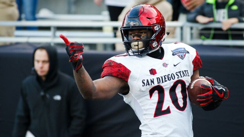 Rashaad Penny rushed for a school-record 2,248 for SDSU during the 2017 football season.