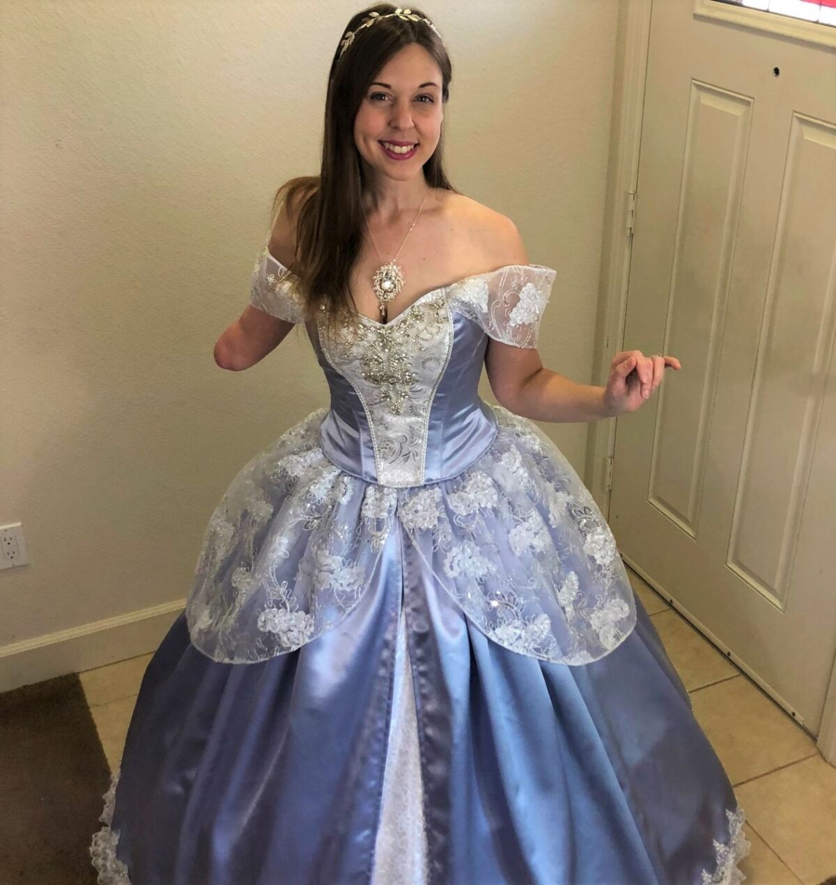Mandy Pursley's Cinderella costume minus her "glass" prosthesis that won Comic-Con 2020 Judges' Choice.