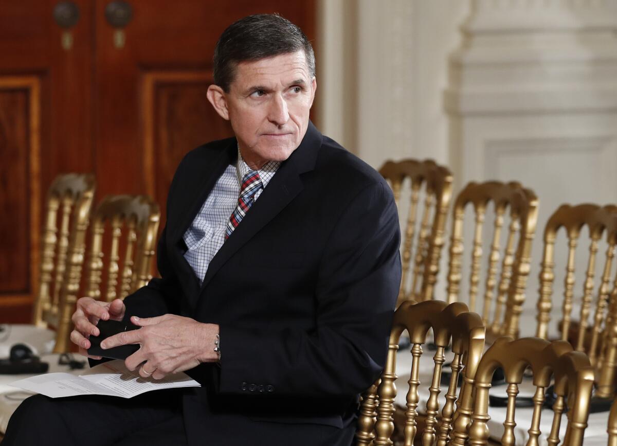 Michael Flynn at the White House on Feb. 10. (Carolyn Kaster / Associated Press)