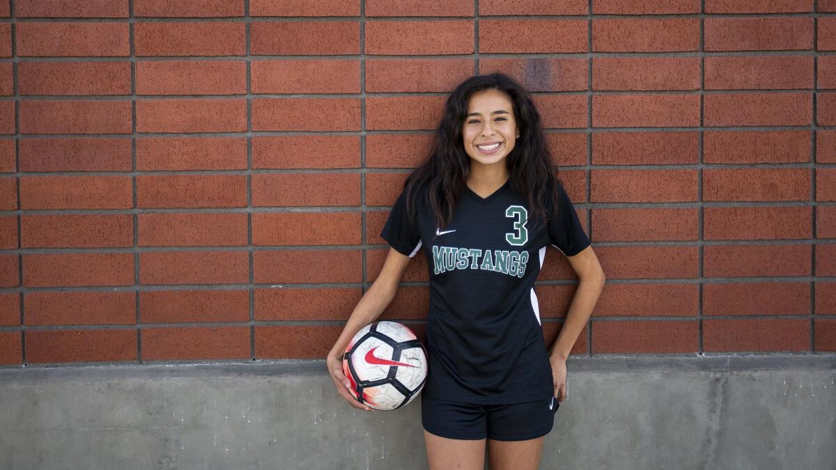Rayleen Chavez of Costa Mesa girls' soccer has scored 11 goals for the Mustangs this season.
