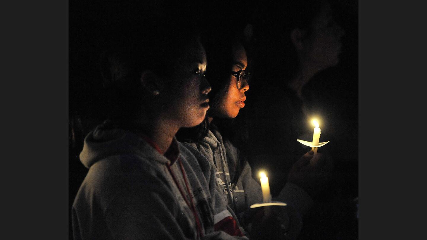 Photo Gallery: Candlelight vigil for 17-year-old Crescenta Valley High student killed in car crash