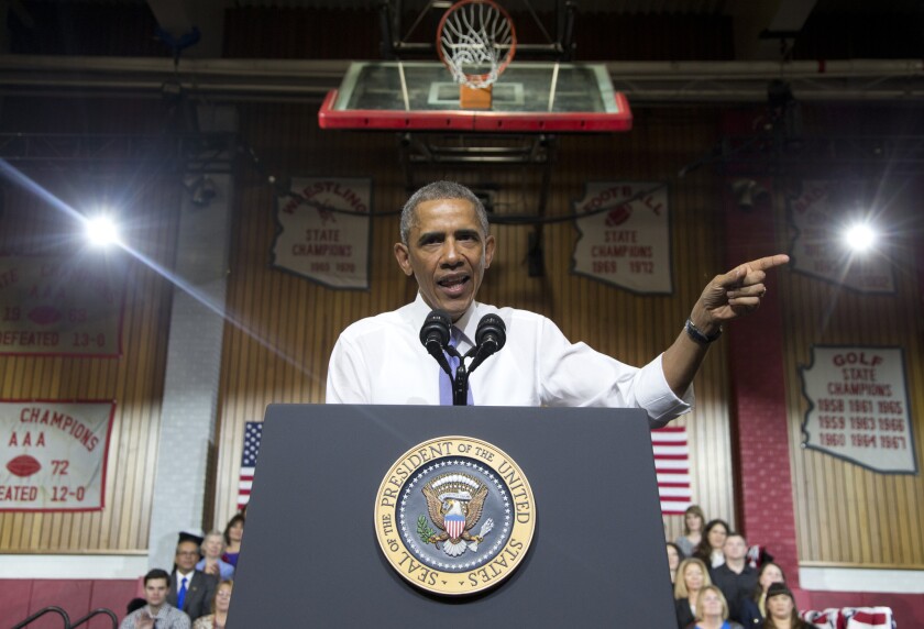 President Obama speaks in Phoenix on Thursday as part of a three-stop tour highlighting his policy initiatives for 2015.