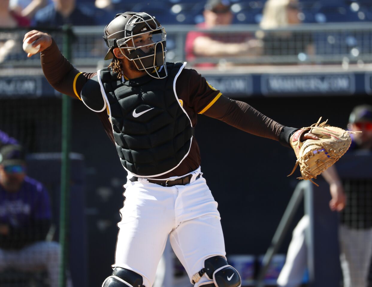 4 | C Luis Campusano (AAA)Sandwiched in between a dismal start to the year in the majors (.272 OPS) and nursing an oblique injury at the end of the season, the 23-year-old Campusano paired 15 homers with a .295/.365/.541 batting line over 81 games at Triple-A El Paso.