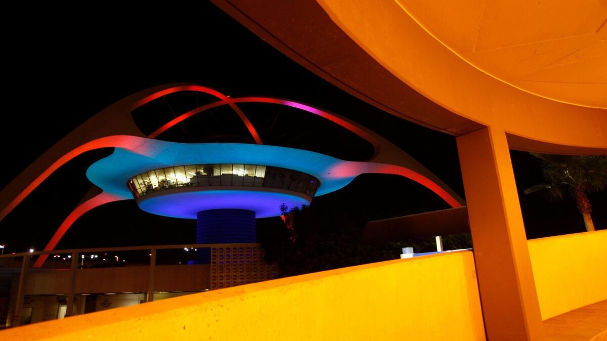 The Theme Building at LAX in 2010. The building completed a $14-million repair and seismic upgrade that year.