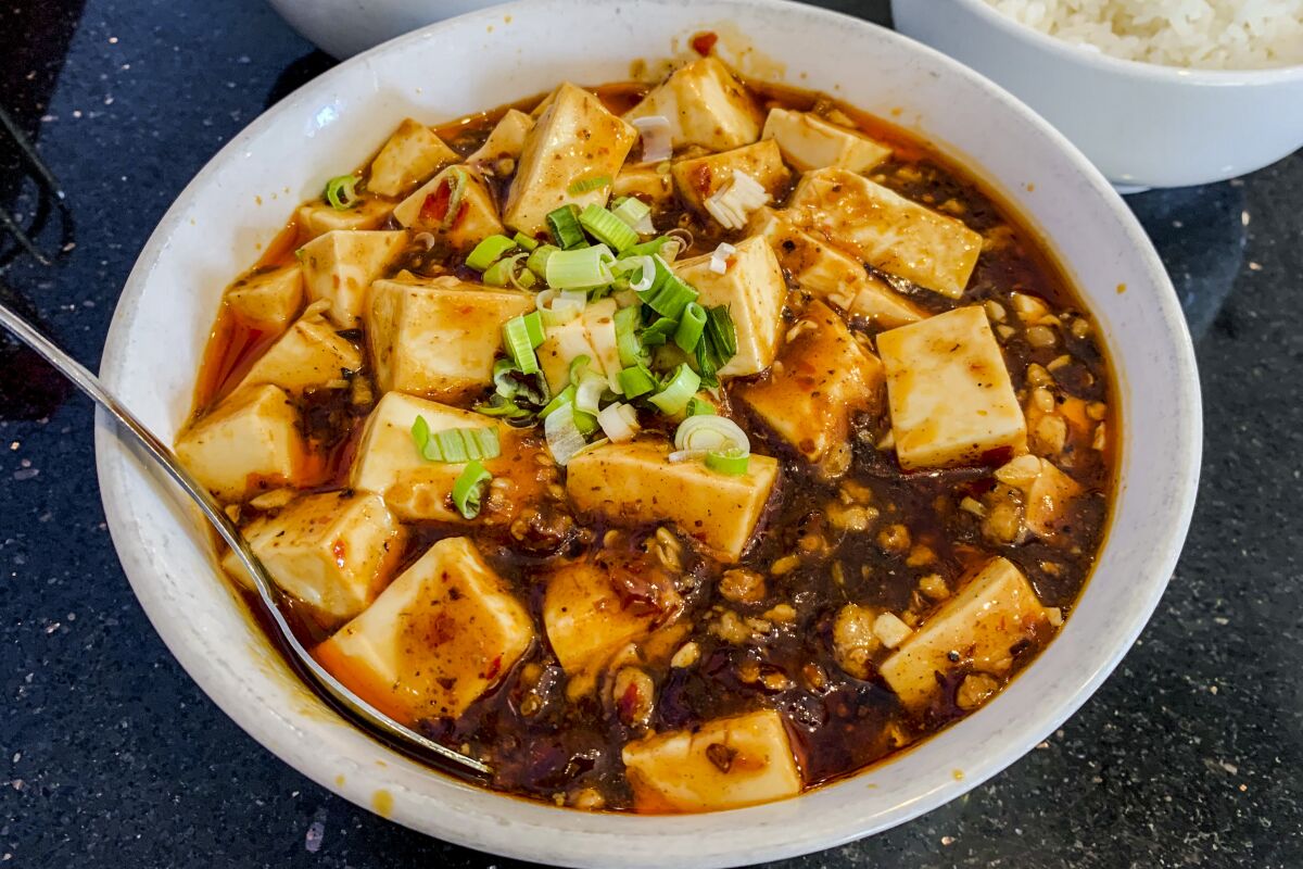 A mapo tofu dish from Szechwan Garden.