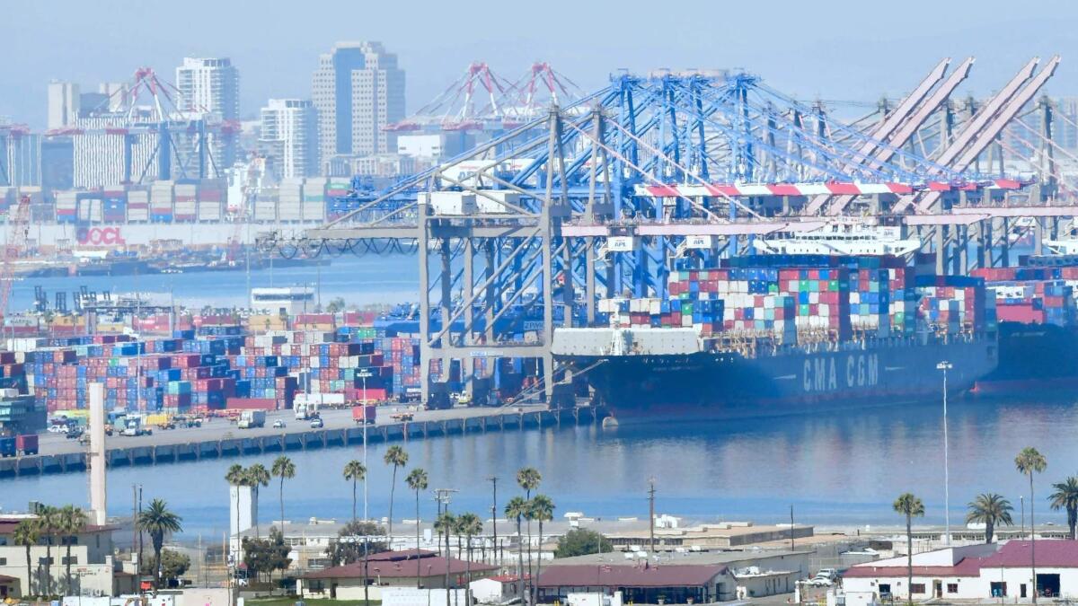 Employers in California's trade, transportation and utilities sector cut jobs in June. Above, the Port of Long Beach.