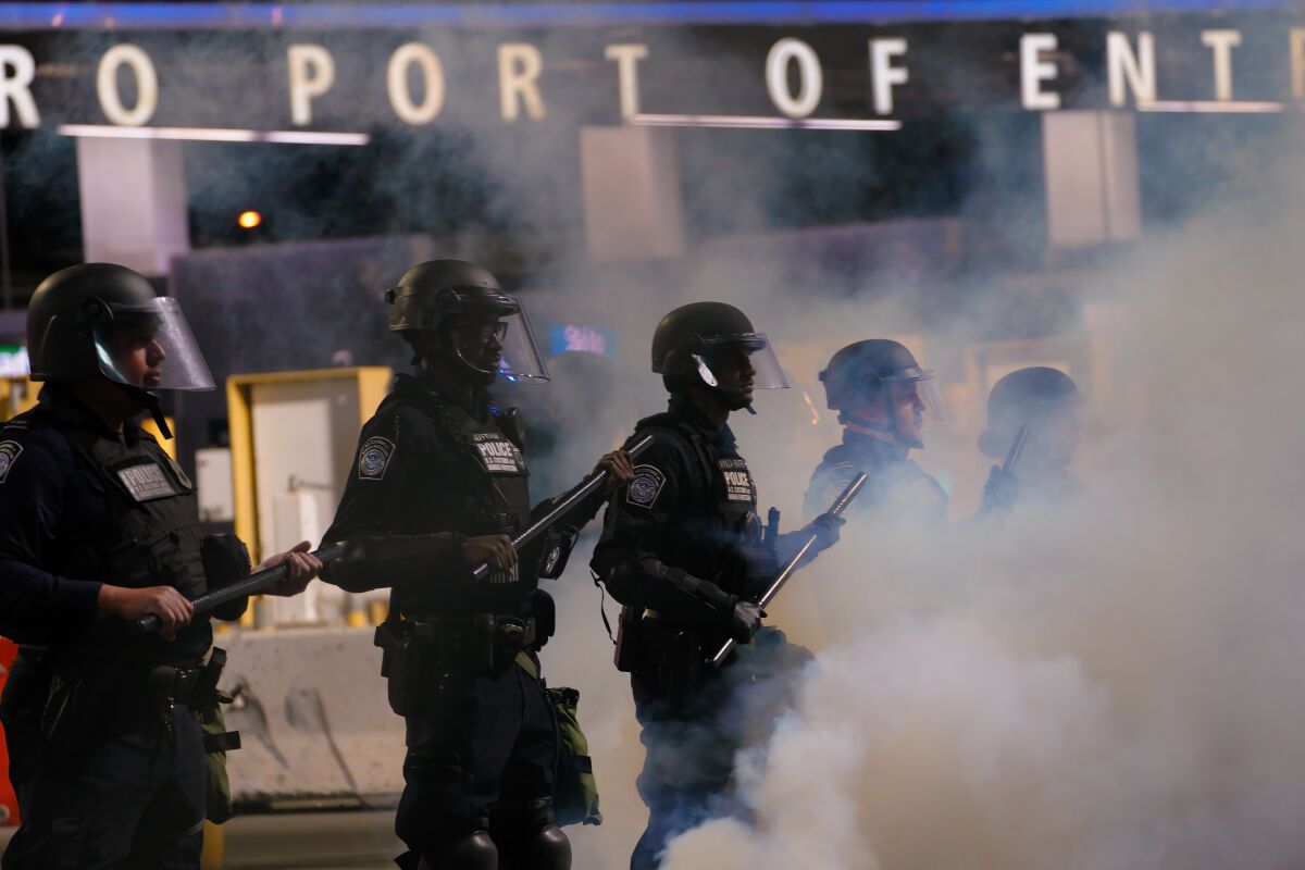 Agents from the U.S. Customs and Border Protection at San Ysidro Port of Entry conduct a training exercise on May 10.