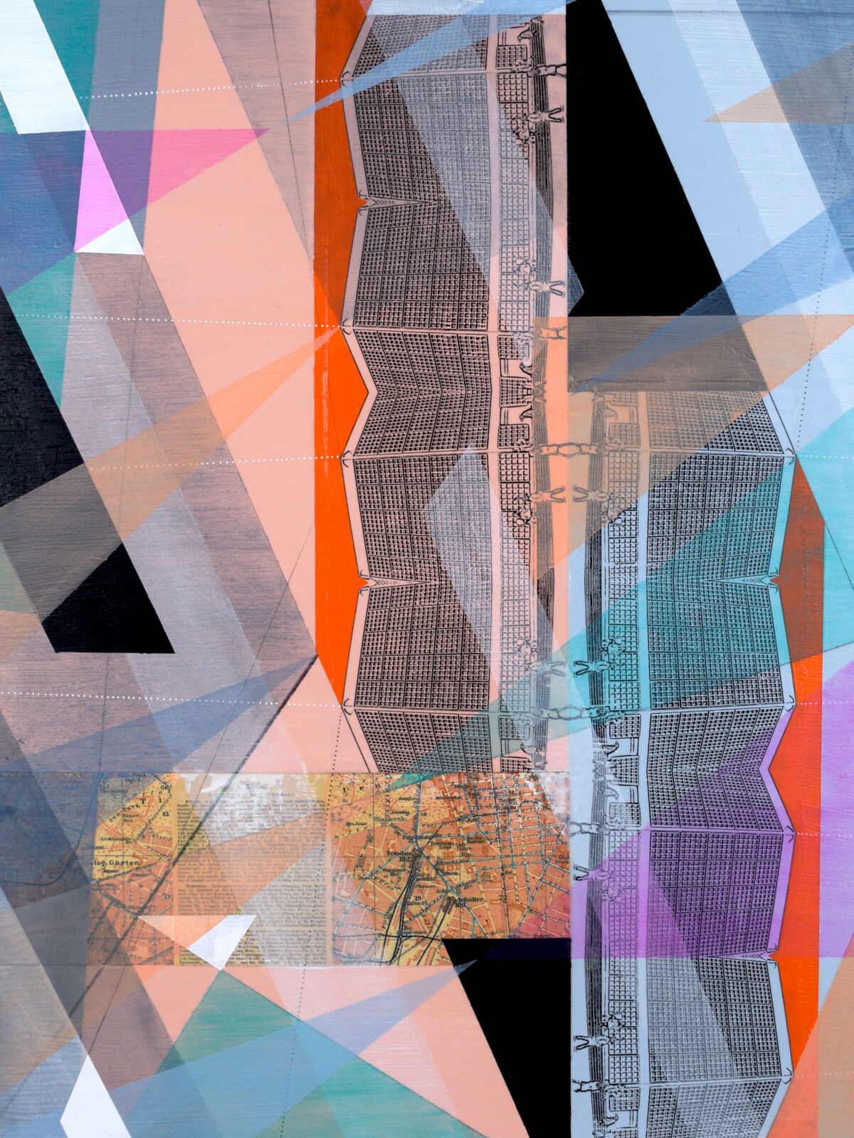 "Among the Crowd, Berlin," an acrylic on wood by San Diego contemporary artist Tim Novara
