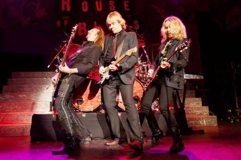 Bassist Ricky Phillips, guitarist/vocalists James Young and Tommy Shaw of Styx performs at the House of Blues on Jan. 13, 2012 in New Orleans, Louisiana.