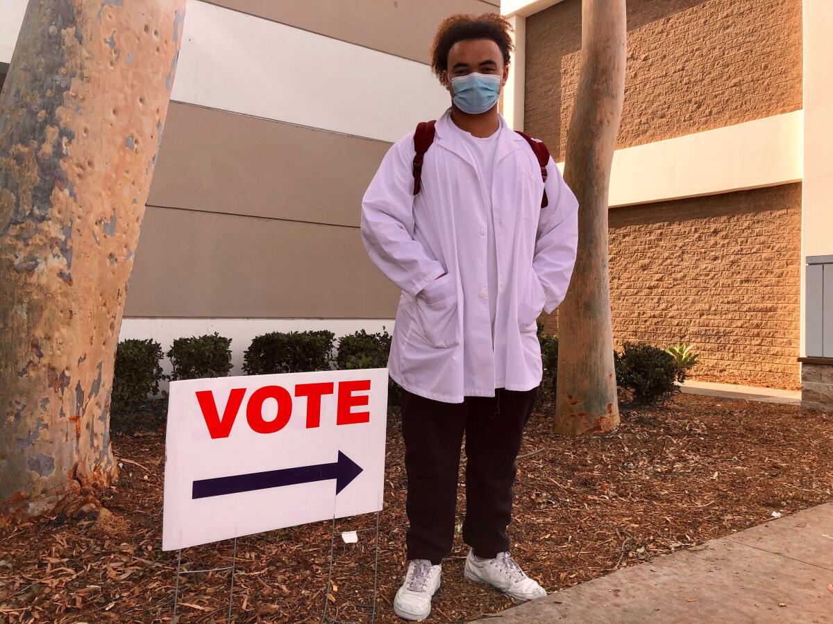 Dominque Thomas, 18, is a first-time voter from Santa Ana.