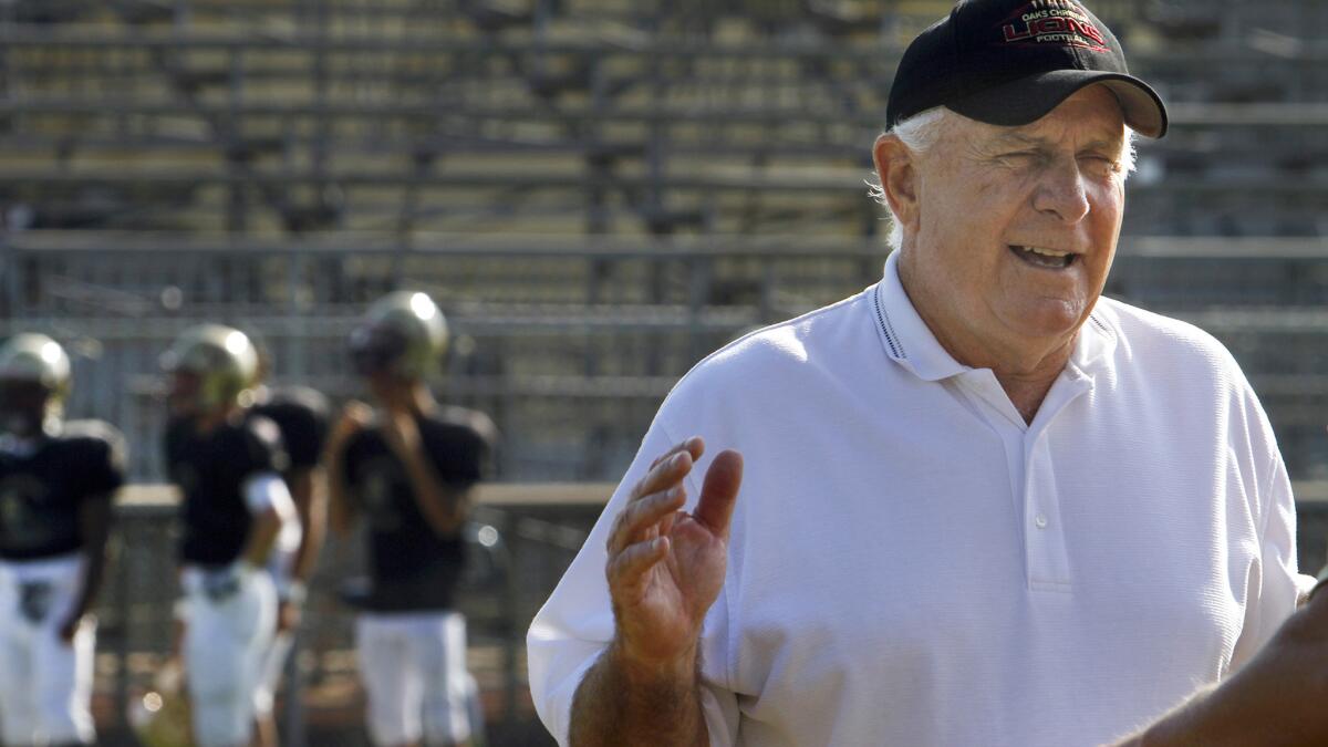 Former Oaks Christian coach Bill Redell during a practice at the school on Sep. 21, 2010.