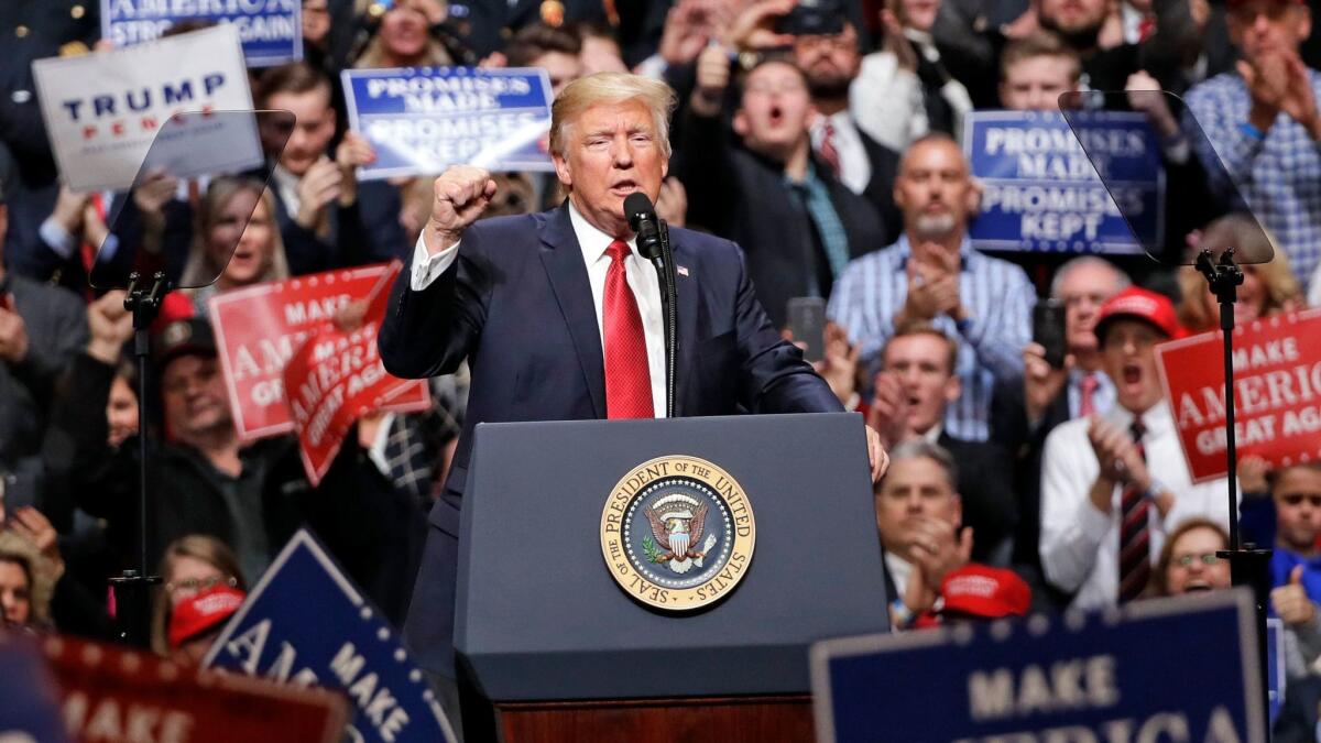 President Trump speaks at a rally in Nashville.