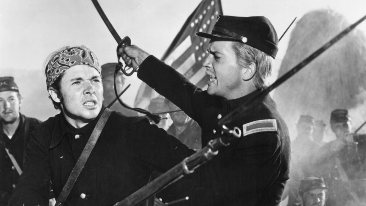 The 1951 film "The Red Badge of Courage" starred Audie Murphy, left. Ross turned her attention to the men behind the scenes.
