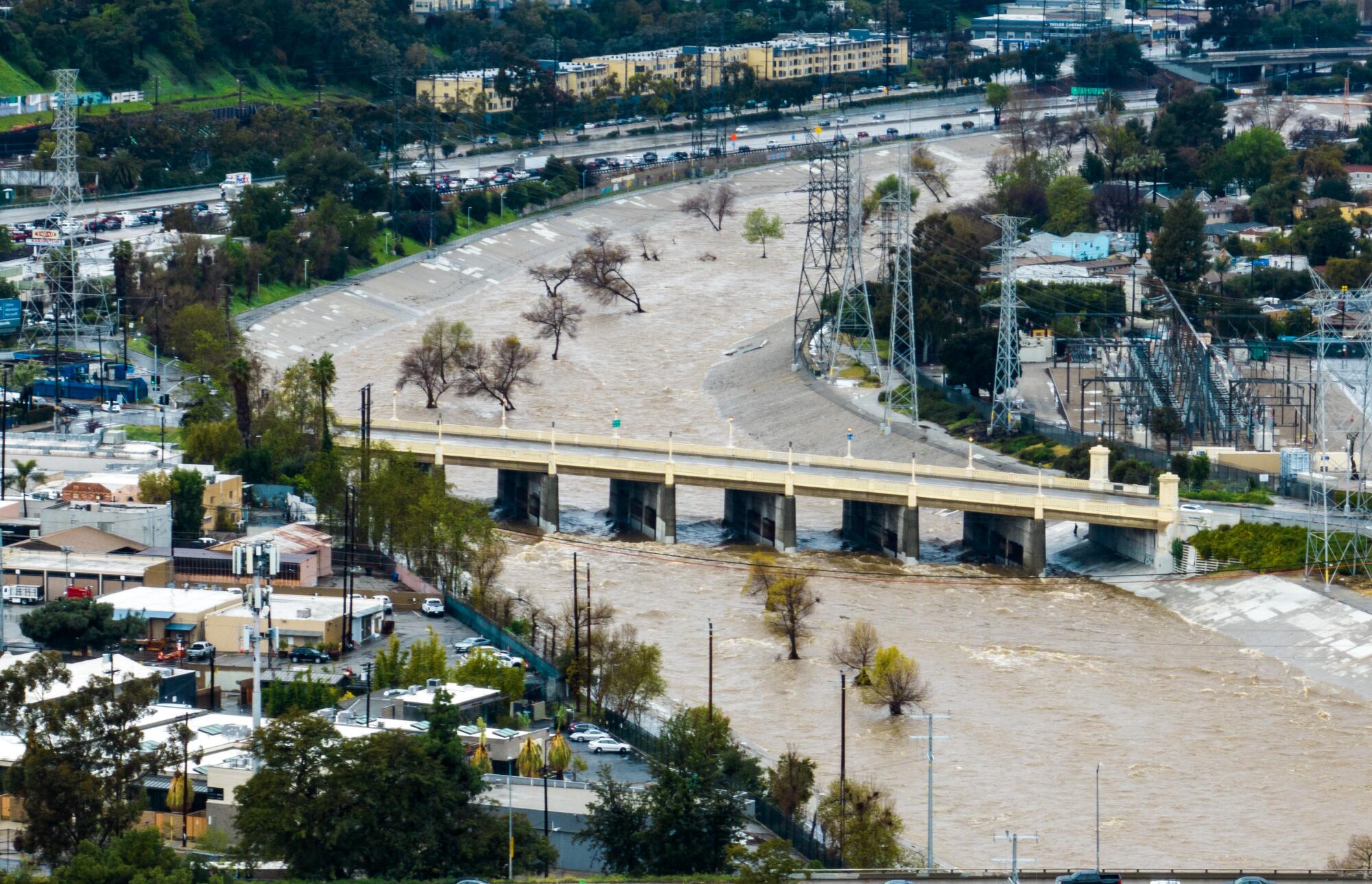 The Los Angeles River in the Frogtown neighborhood on Saturday.