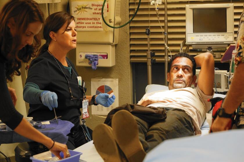 Academy Award winning actress Marcia Gay Harden, second from left, stars in CBS' new medical drama "Code Black," set at a Los Angeles hospital emergency room.