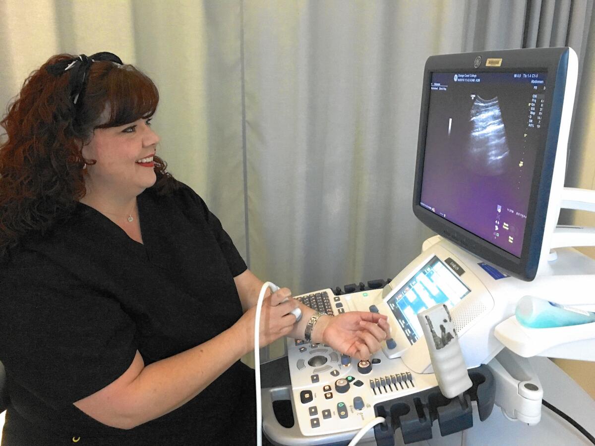 Jennie Gabira, who earned an associate degree in medical sonography from Orange Coast College in Costa Mesa, says that as a diagnostic medical sonographer in Oceanside, she is earning three times the money she made from teaching preschool.
