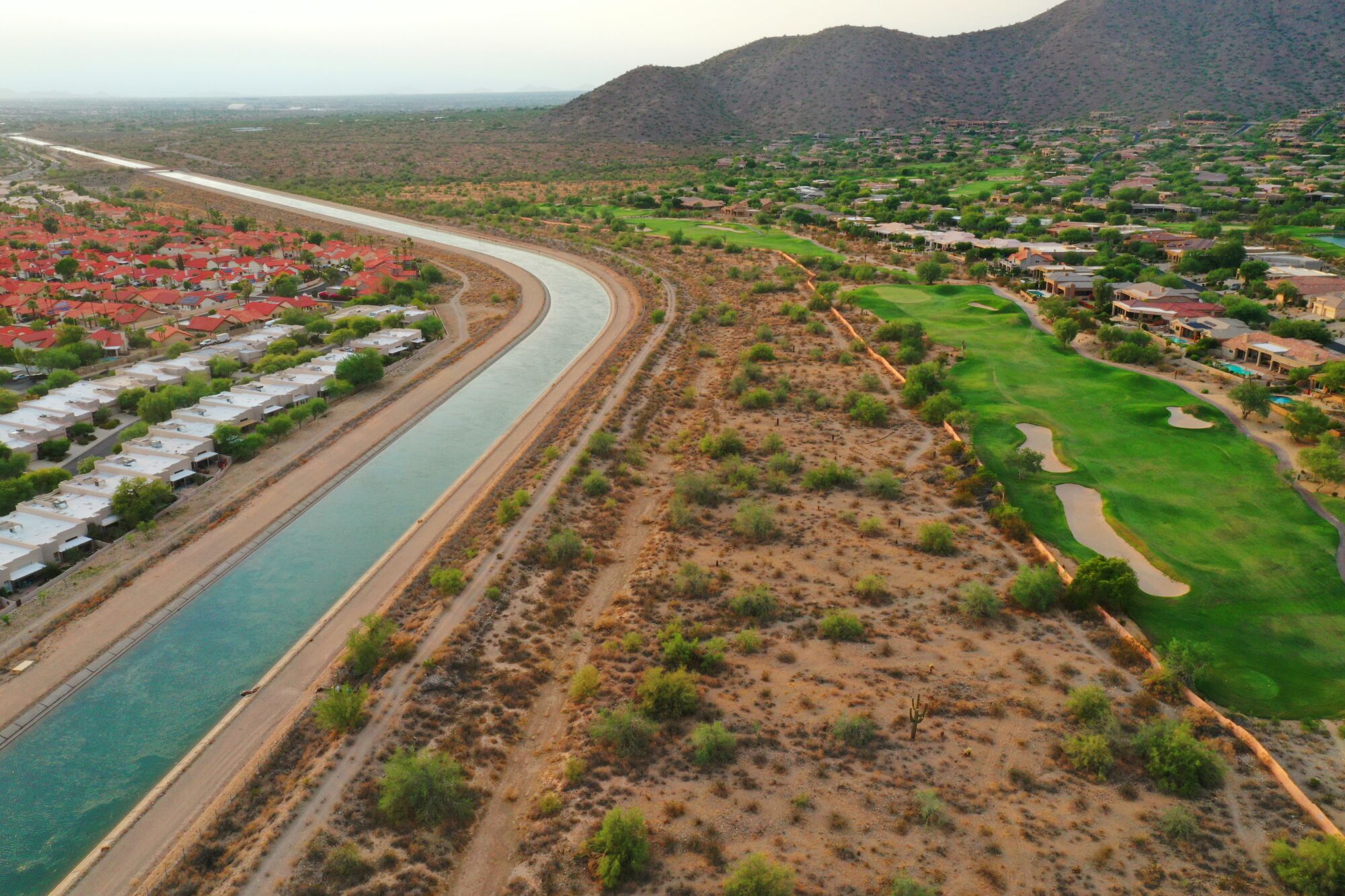 The Hayden-Rhodes Aqueduct, fed by the Colorado River, runs through Scottsdale, Ariz. 