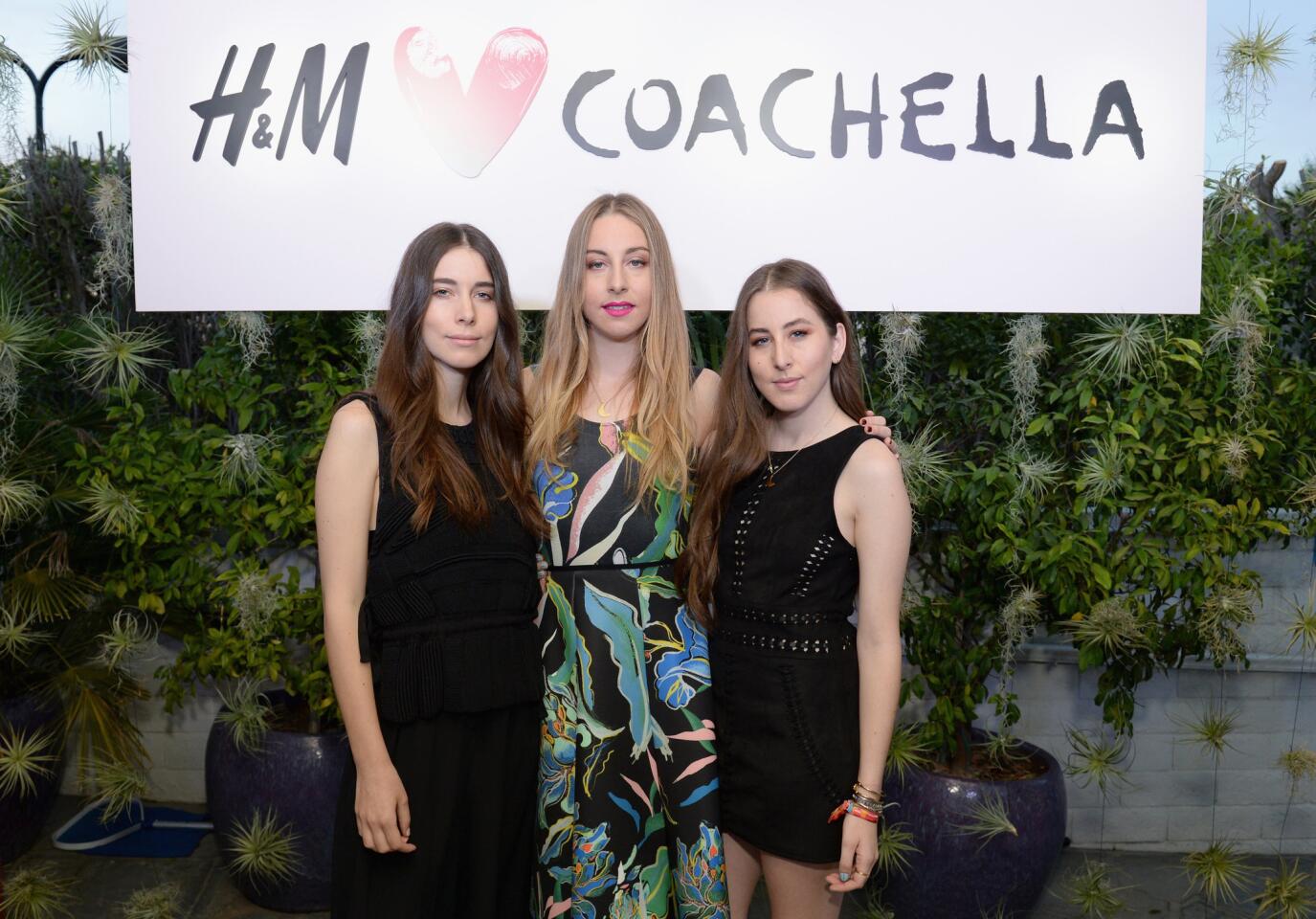 Haim -- from left, Danielle Haim, Este Haim and Alana Haim -- provided music at the H&M Loves Coachella party.