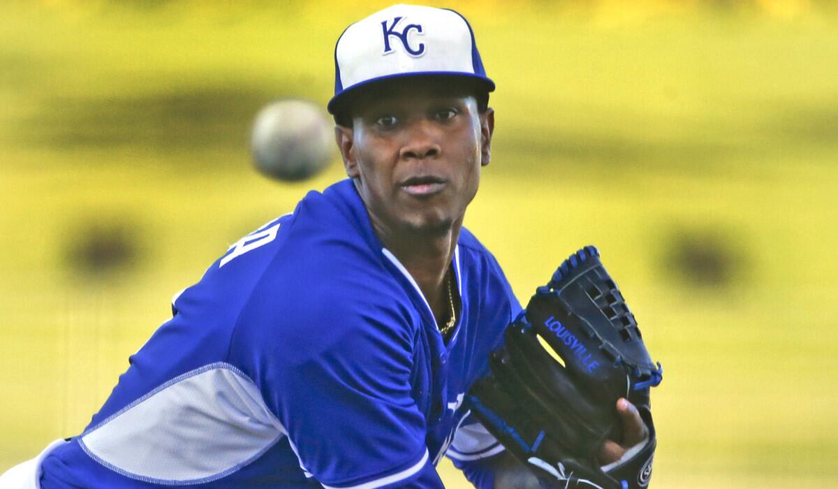 Kansas City Royals starting pitcher Yordano Ventura pitches during a spring training game on March 27.