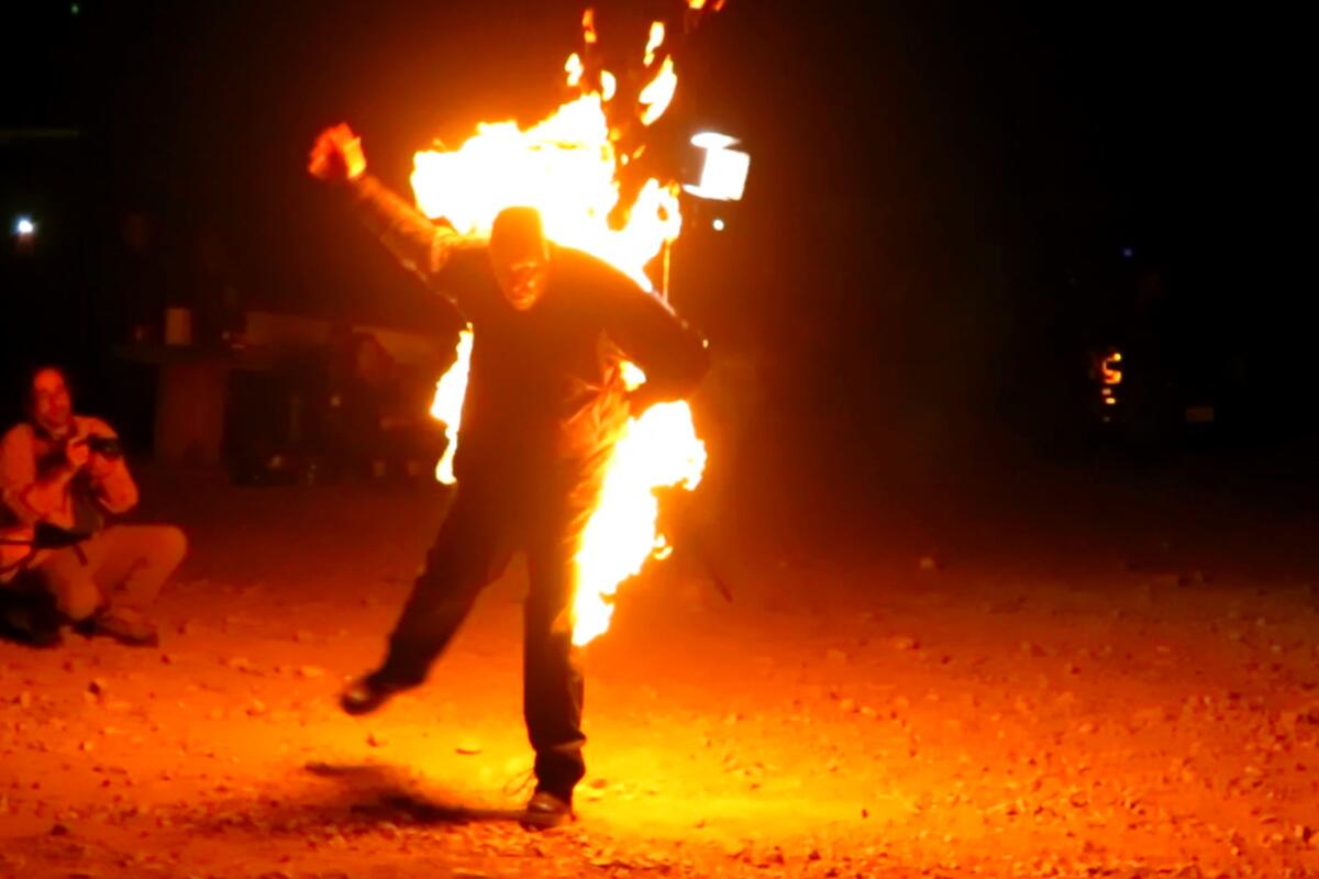 Lighting himself on fire has been a staple of Hopkins' career as a stuntman.