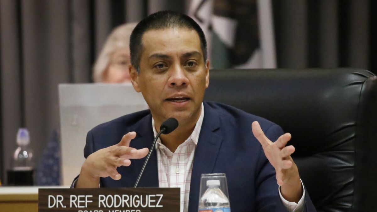 The L.A. City Council has approved a timetable for candidates aspiring to replace L.A. Unified board member Ref Rodriguez, who resigned in July. The most important date is March 5, when the election will take place.
