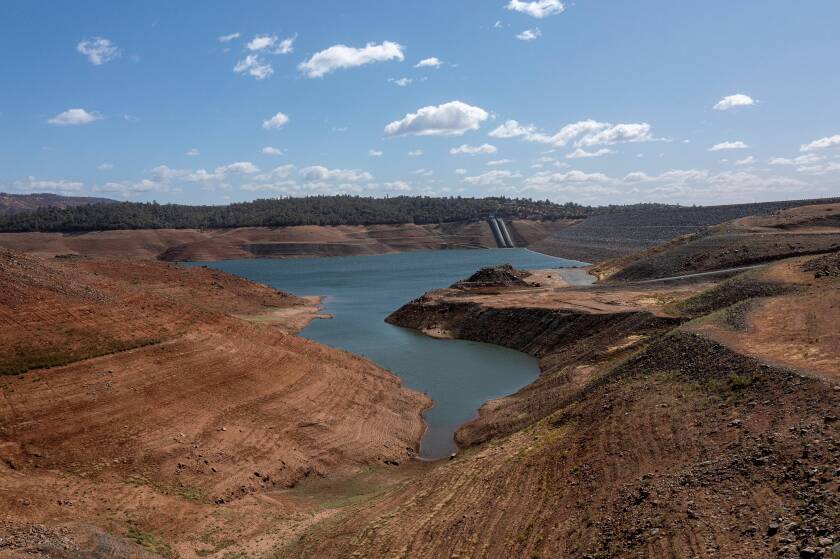 Lake Oroville during a drought in Oroville.