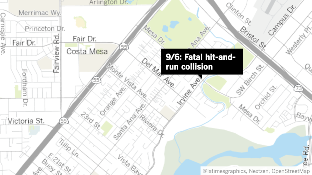 The DUI hit-and-run took place when the victim was crossing Irvine Avenue at Mesa Street.