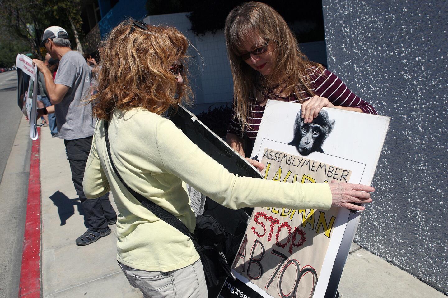 Photo Gallery: Progress for Science protest California Assemblymember Laura Friedman’s AB-700 bill