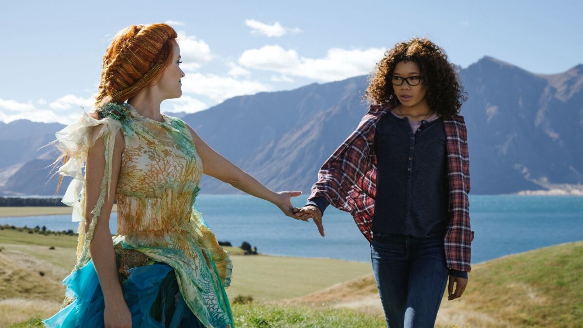 Reese Witherspoon is Mrs. Whatsit and Storm Reid is Meg Murry in Disney's "A Wrinkle in Time." 