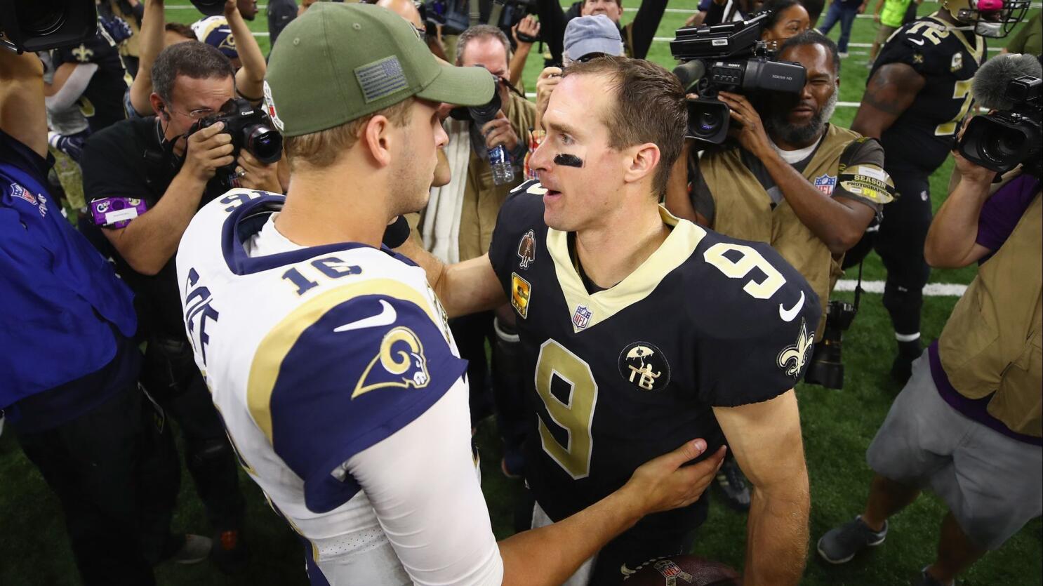 Jared Goff and Drew Brees: One will go to the Super Bowl, the other to the Pro  Bowl - Los Angeles Times