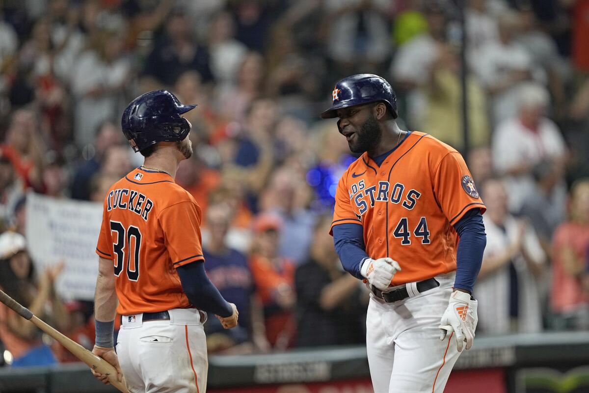 Astros take on the Athletics following Tucker's 3-home run game