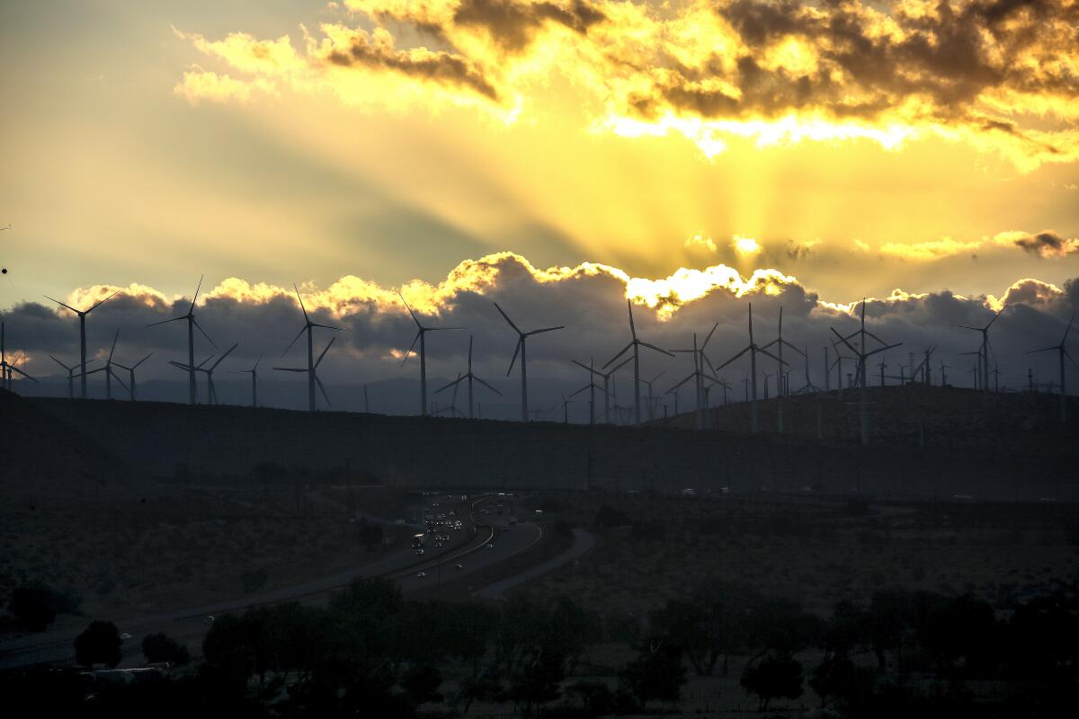 Sunrise over the wind farm near Palm Springs.