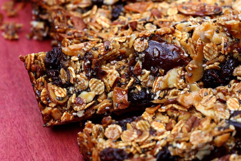 Hearty barley bars prepared by Jeanne Kelley at her Eagle Rock home.