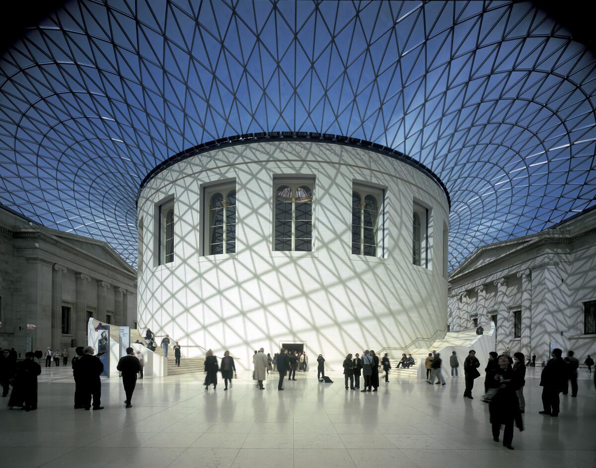The glass-roofed Great Court at the British Museum in London.