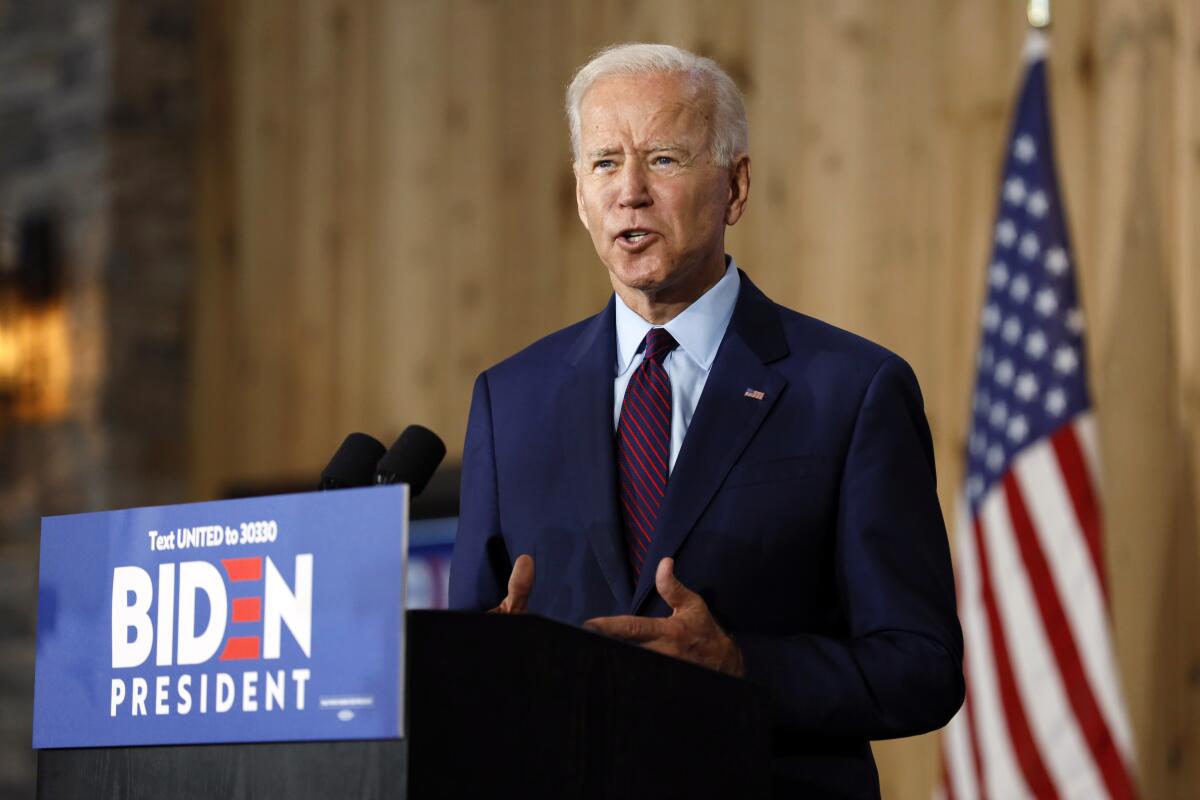 Democratic presidential candidate Joe Biden, speaking in Iowa, said: “Our president has more in common with George Wallace than George Washington."