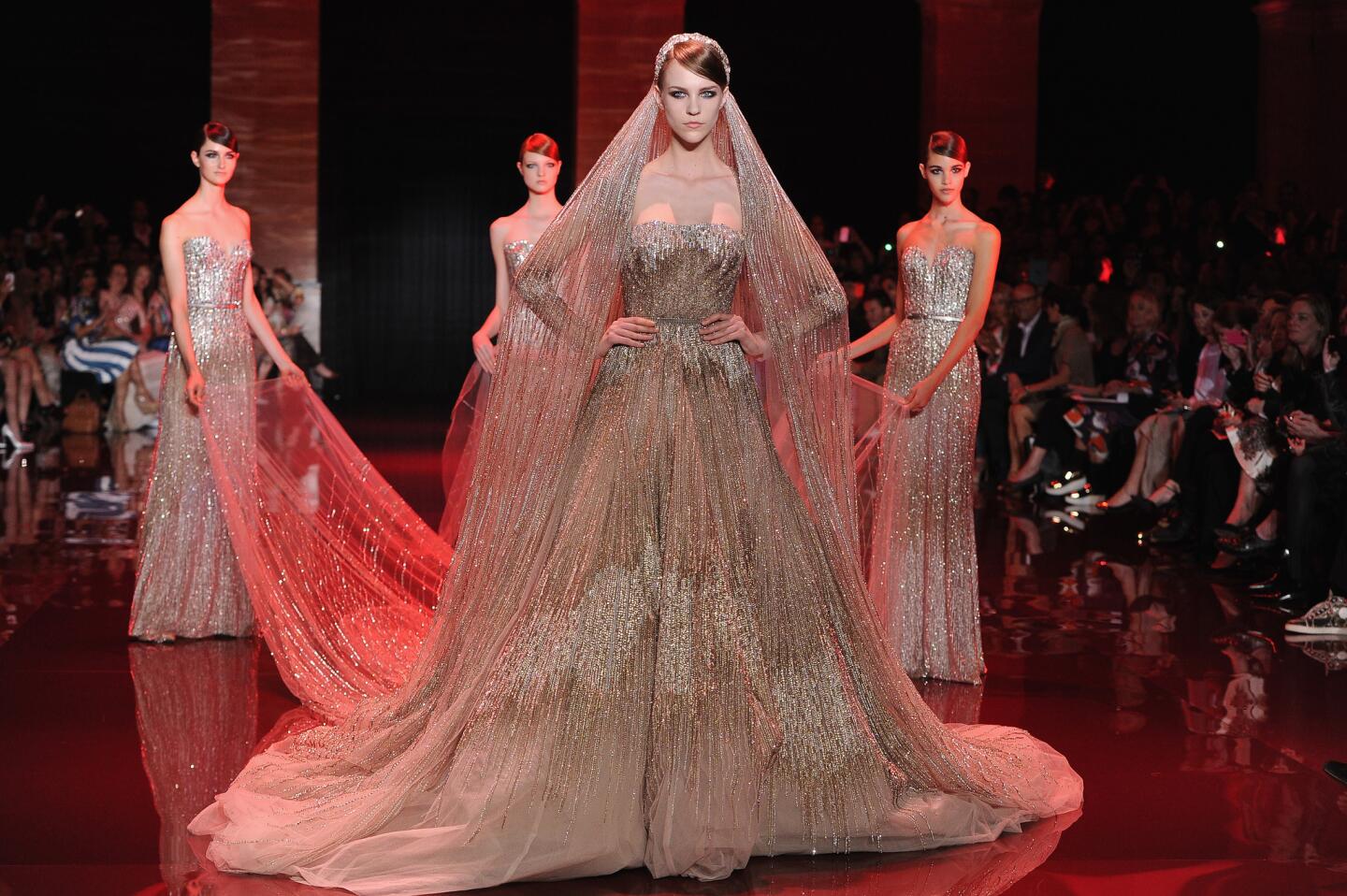 The Elie Saab runway show at Paris Fashion Week haute couture fall-winter 2013-2014 on July 3.