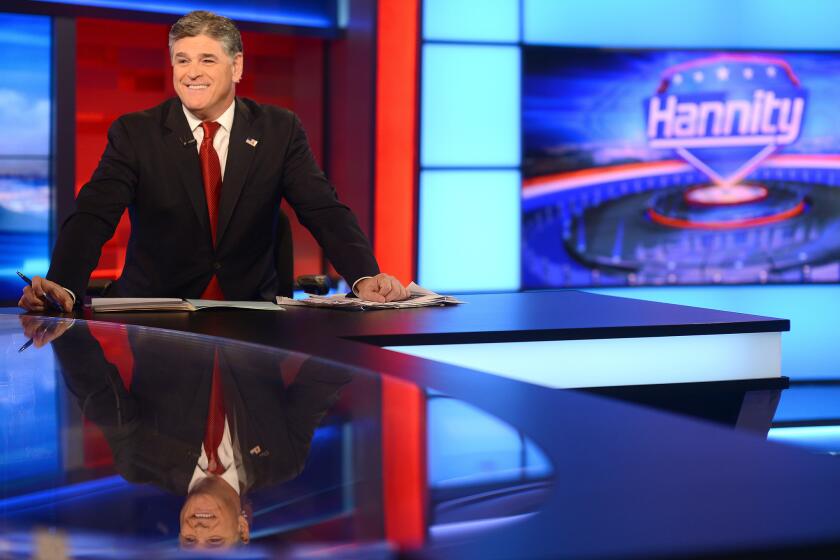 Sean Hannity, host of Fox News Channel's Hannity, in the Fox studios taping his television show on October 26.