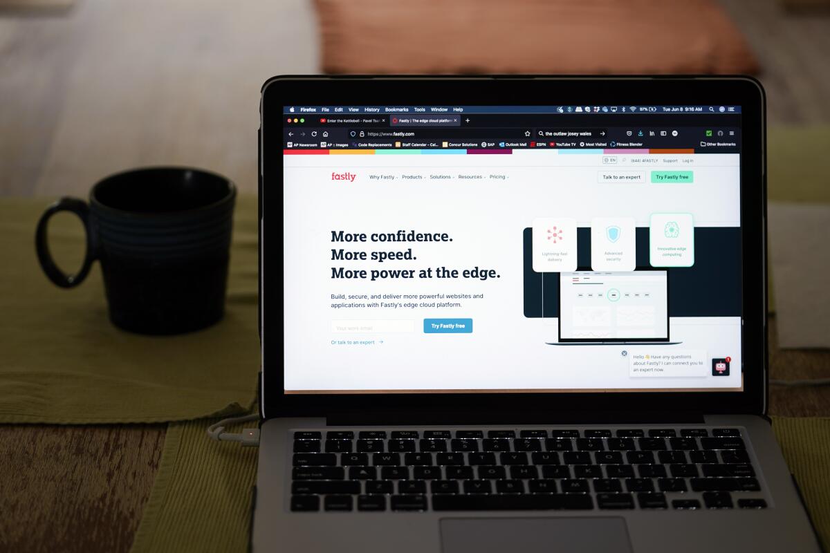 Fastly homepage on a laptop screen