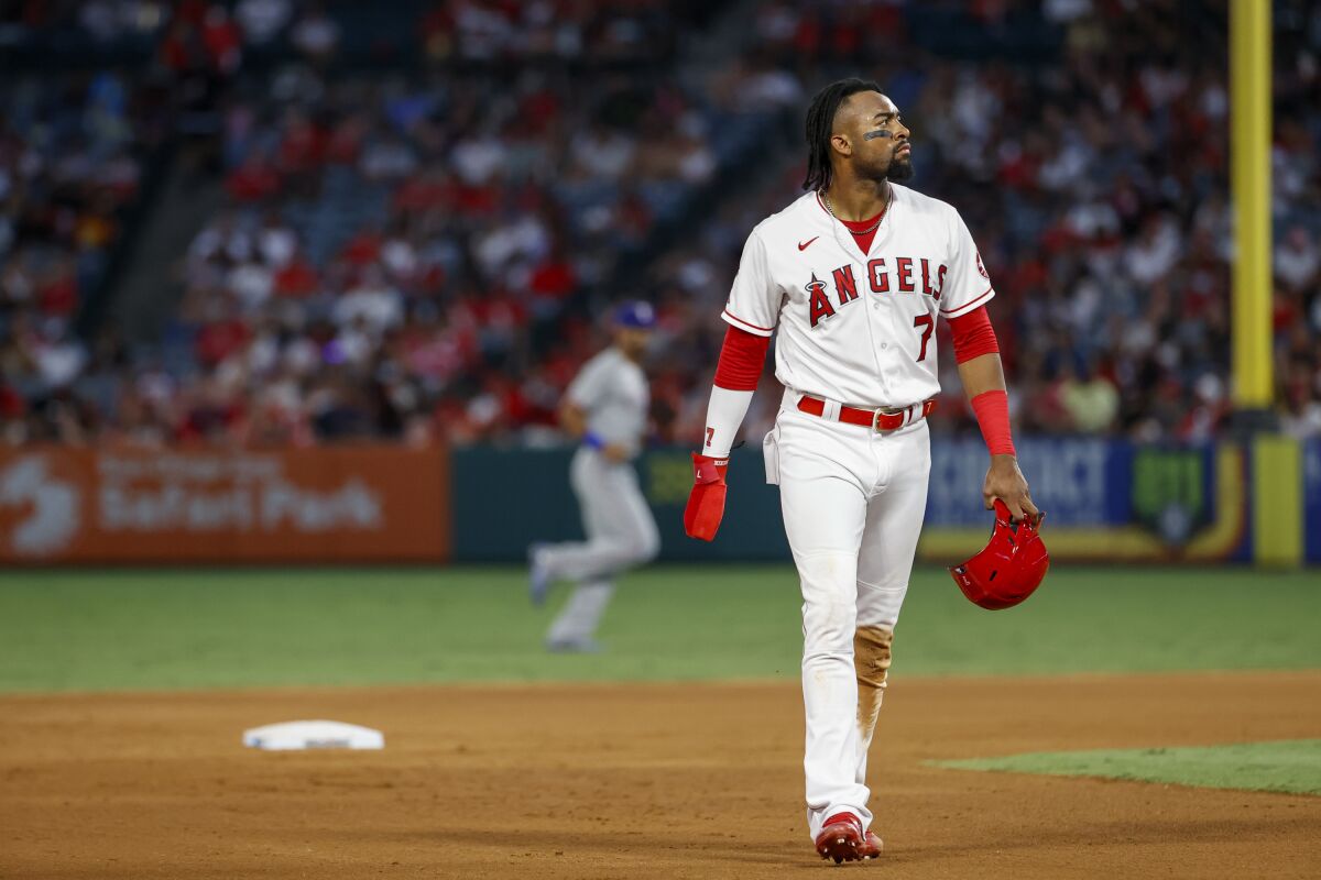 Angels outfielder Jo Adell was placed on the 10-day IL on Wednesday.