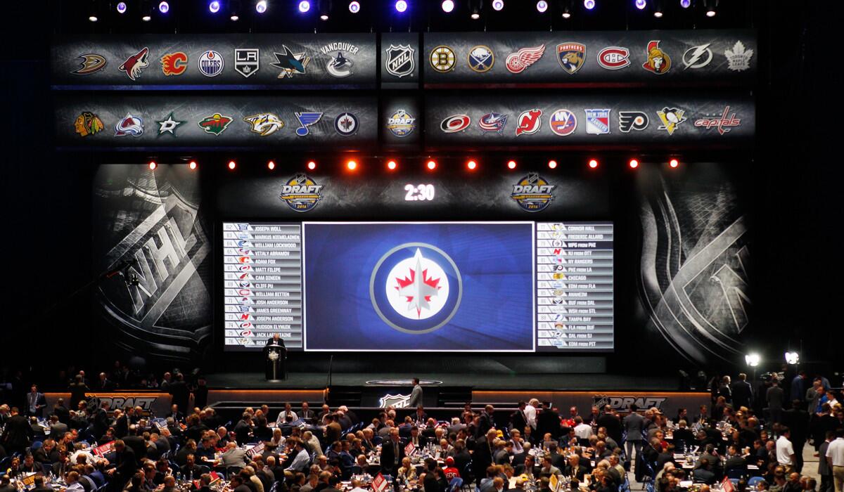 A general view of the NHL draft floor during the 2016 NHL draft on Saturday in Buffalo, N.Y.