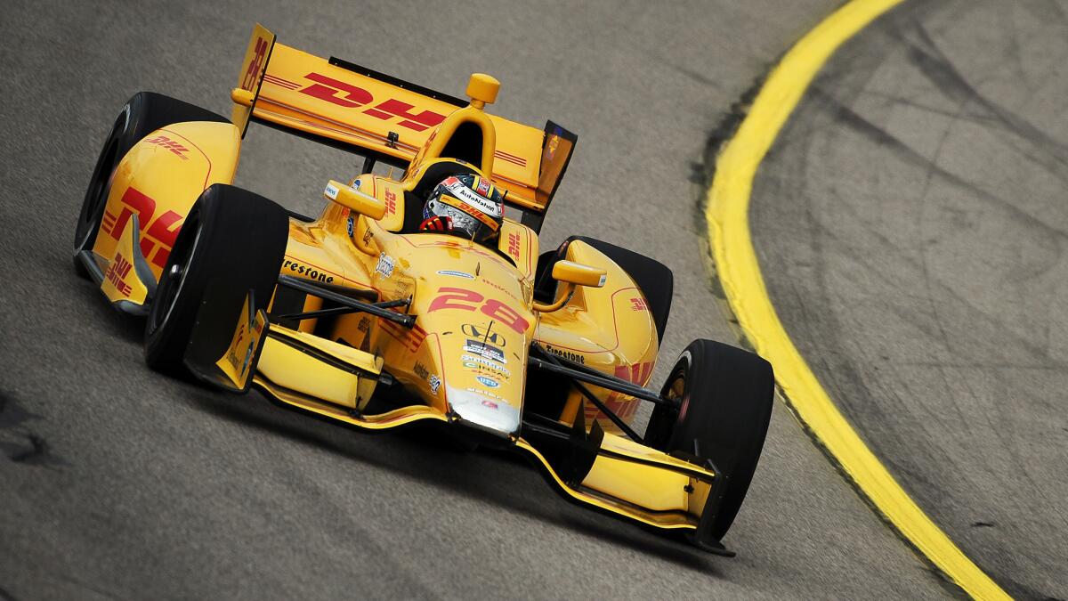 Indianapolis 500 winner Ryan Hunter-Reay took advantage of fresher tires to win Saturday's IndyCar Series race at Iowa Speedway.