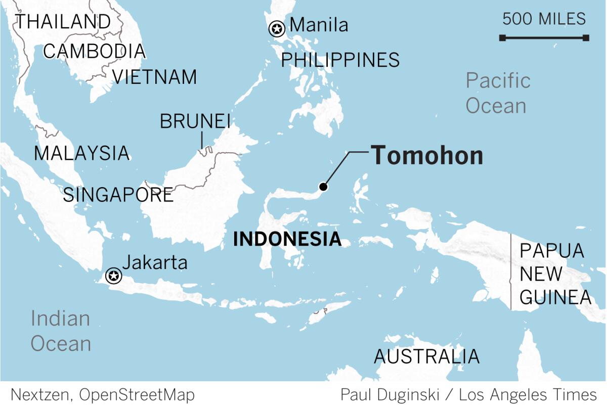 A map of Tomohon, Indonesia