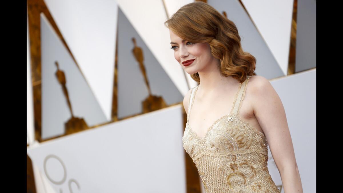 Emma Stone on the Oscars red carpet.