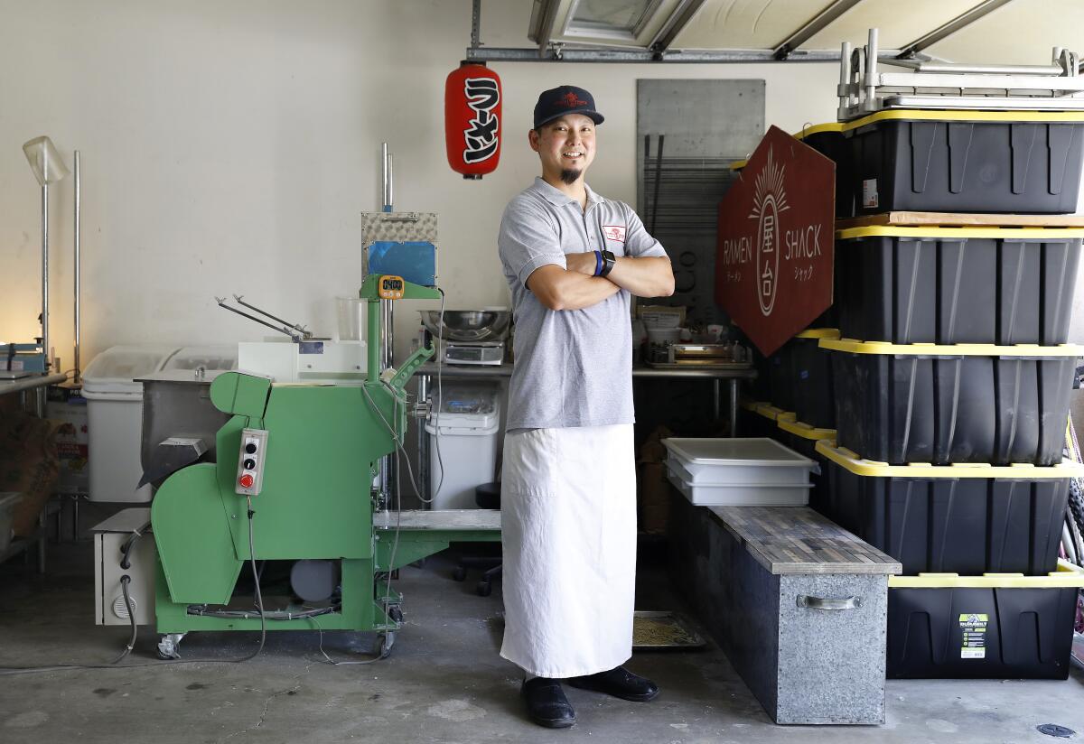  Chef Keizo Shimamoto is photographed in his garage at home in Irvine on May 18.