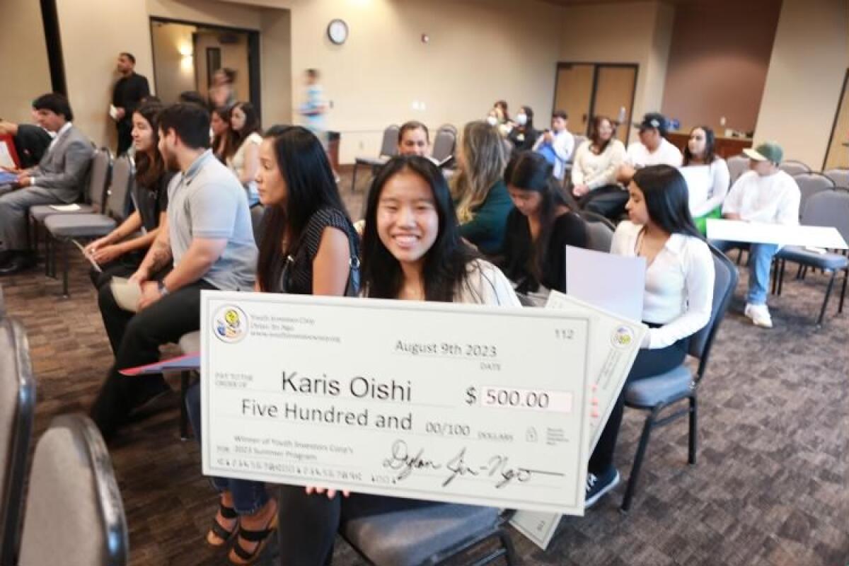 Karis Oishi of Huntington Beach received a $500 grant from Youth Investors Corp.