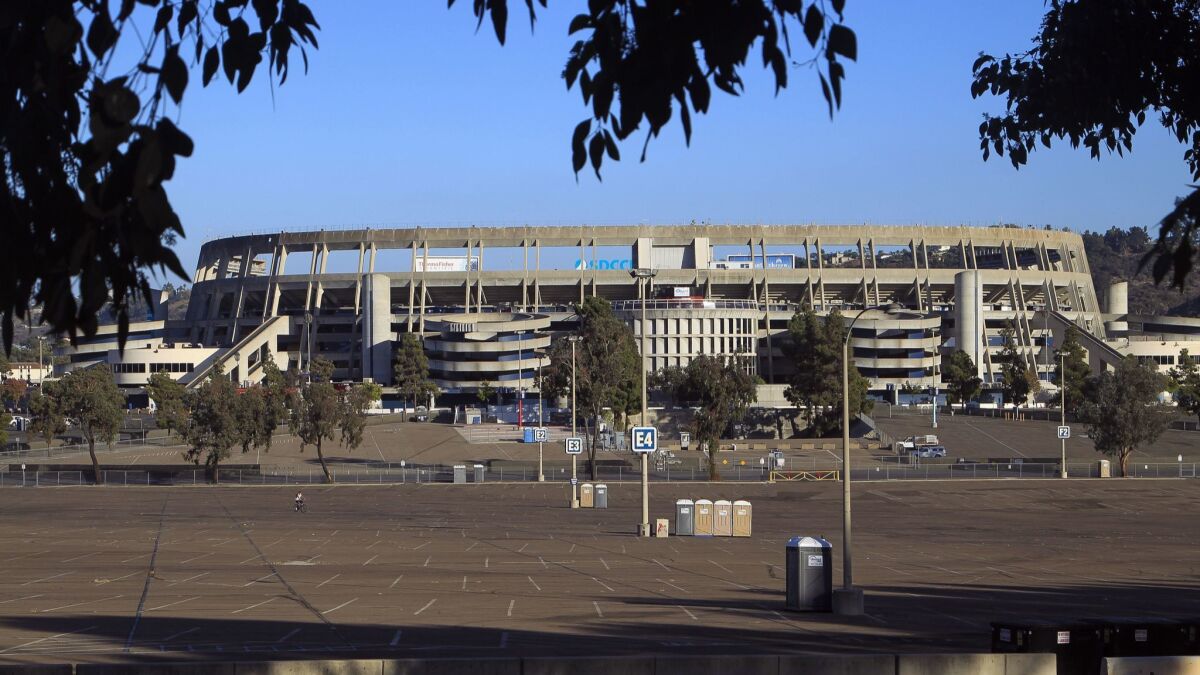 Two competing ballot measures seek to redevelop the 166-acre Mission Valley site currently home to SDCCU Stadium.