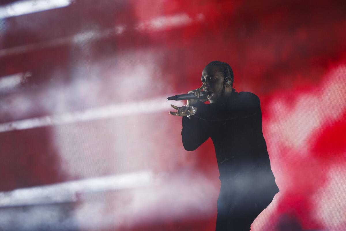 Hip-hop artist Kendrick Lamar performs during the 2017 festival.